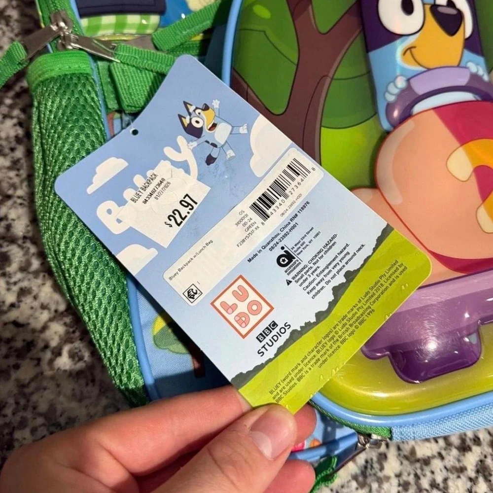 Bluey Heeler Family School Backpack Removable Lunch Bag Set NWT Camping Green